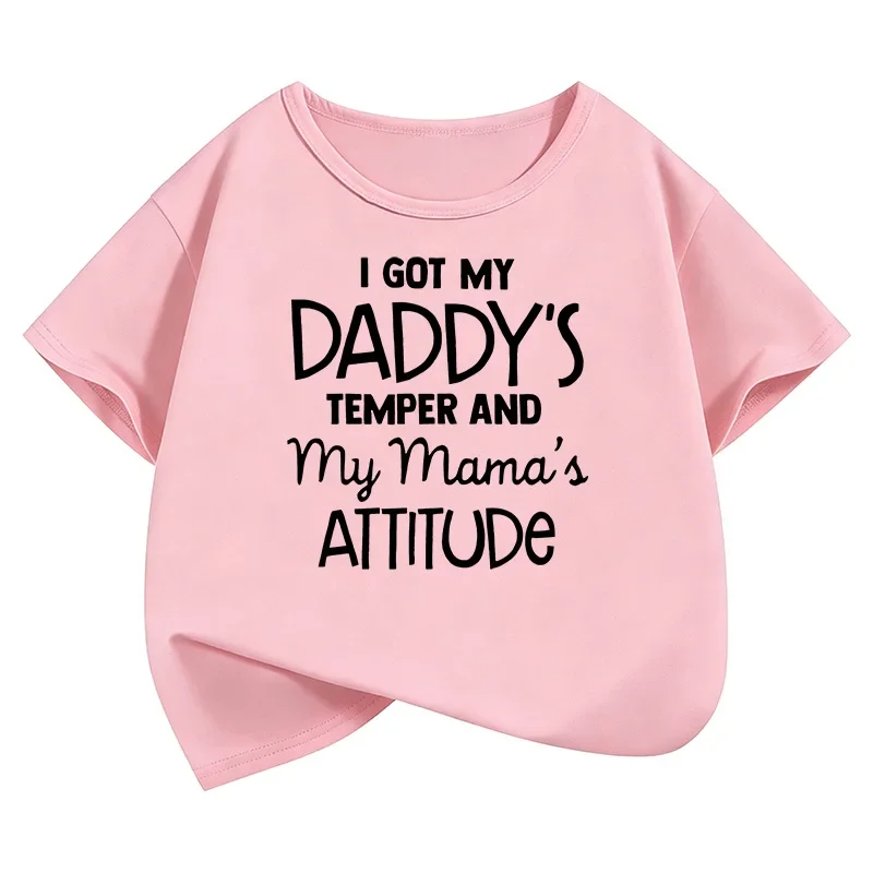 Kids' Love with Daddy And Mama Letter Print T-Shirt Boys & Girls Summer Spring Casual Top Tee - Children's Clothing