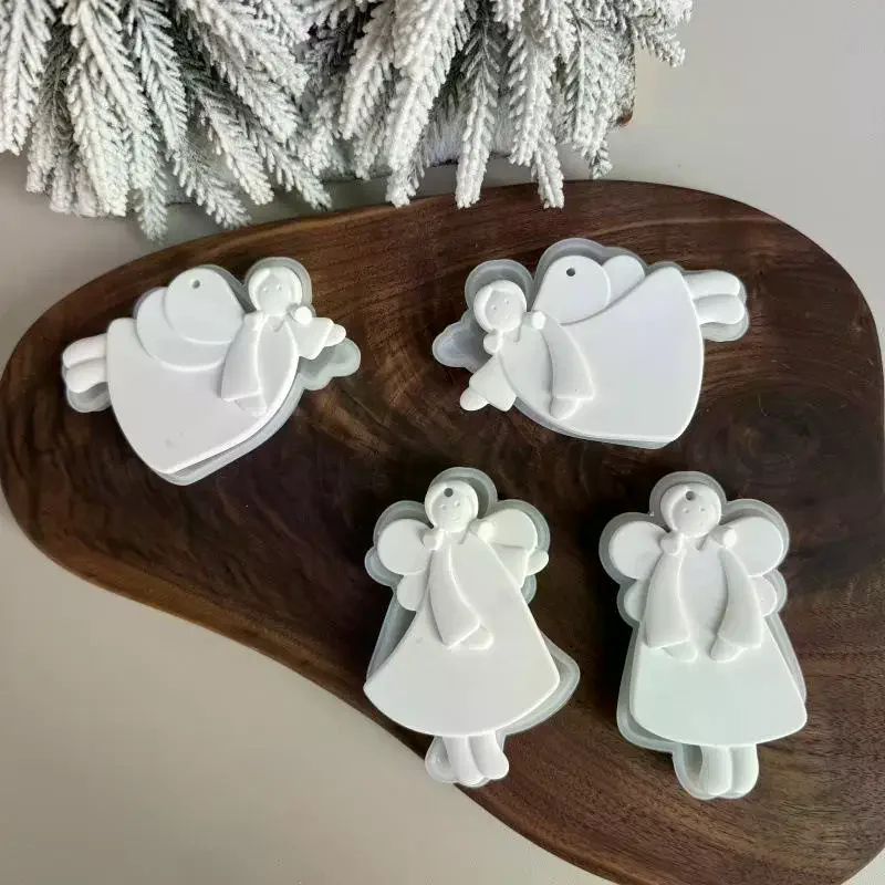 【New】1Pcs Christmas Tree Hanging Ornament Plaster Concrete Resin Mould DIY Angel Love Girl Silicone Mold Girl Craft Supplies