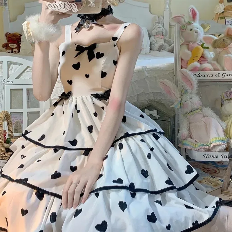 Layered Strap Dress Women's Polka Dot Lolita Cake