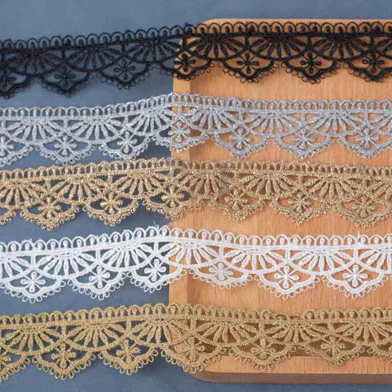 2 Yards schwarzes, silbernes Spitzenband, ausgehöhltes Gurtband, DIY-Bastelbedarf, Geschenkverpackung, Nähdekorationszubehör, 2,6 cm