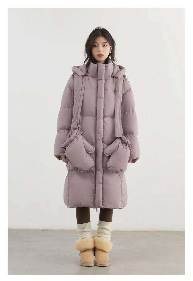 CHIC VEN New Women Down Coats Solid Loose Casual Hooded Down Jacket Female Soft 90 White Duck Down Coat Thick Autumn Winter 2024