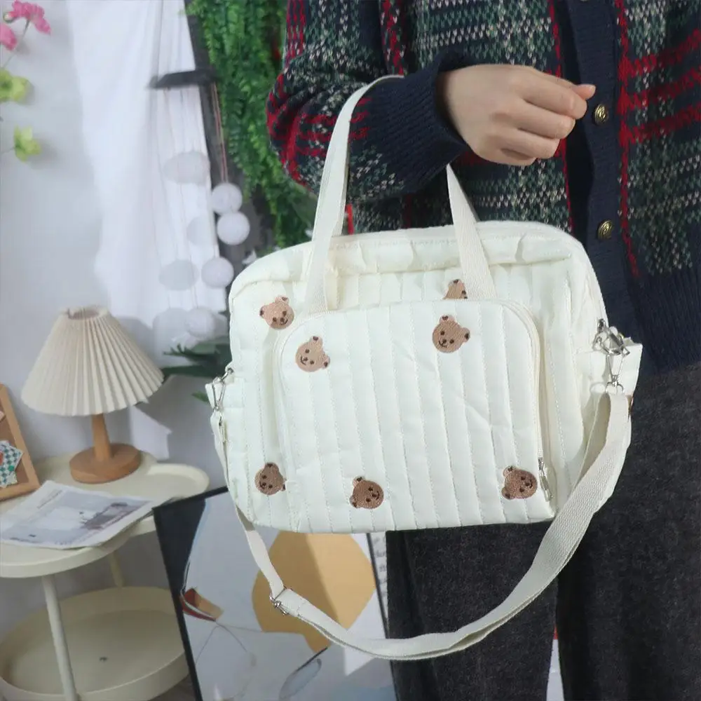Simple Korean Style Mummy Bag Flower Multi-pocket Single Shoulder Bag Bear Large Capacity Women Handbag Female