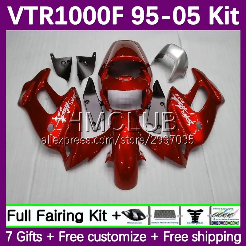 Fairings For HONDA VTR1000F SuperHawk 1995 1996 1997 1998 1999 2000 25No.163 VTR1000 VTR 1000 F 1000F 01 02 03 04 05 red stock