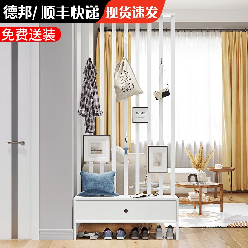 

Entrance cabinet modern simple door, screen partition, living room with hanger, home screen shoe cabinet integrated shelf