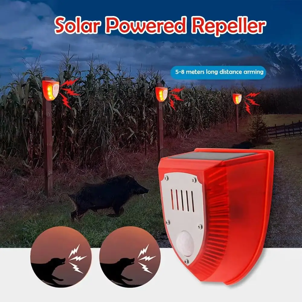 

3 Modes Solar Security Siren Audible and Visual Alarm Waterproof Animal Deterrent Alarm Anti-theft Solar Powered Animal Repeller
