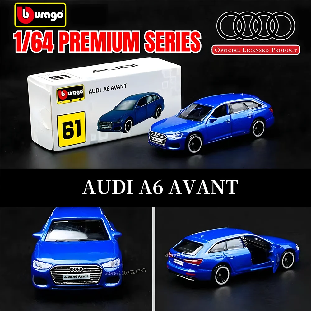 Bburago 1:64 Audi A6 Avant Replica Car Model, Scale Honda Mercedes Audi Porsche Ford VW Diecast Miniature Art Kid Boy Toy