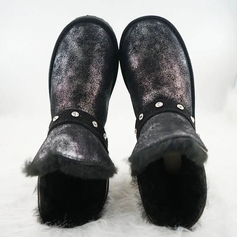 Fashion Boots 100% Genuine Cowhide Leather Snow Boots Classic Women Boots Thick Wool Lining Warm Winter Shoes for Women image 3