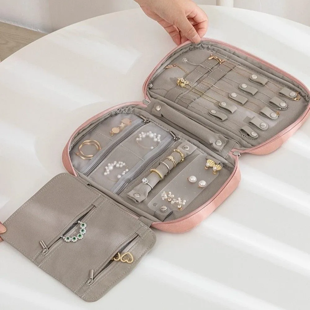 

PU Leather Jewelry Storage Bag Multi-functional Rings Necklace Bracelet Bracelet Display Box Organizer Holder