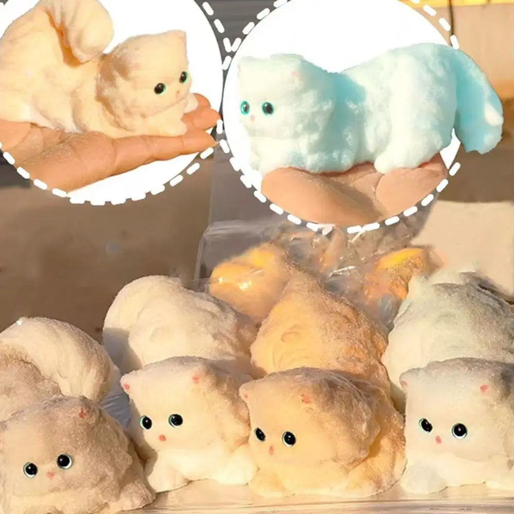 Zabawka antystresowa w kształcie perskiego kota z efektem powolnego powrotu do kształtu, ręcznie robiona, symulacja zwierzęcia, kolorowa, miękka zabawka sensoryczna do ściskania.