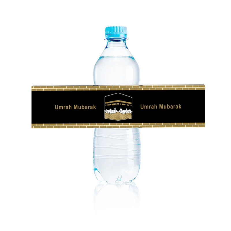 10Pcs Umrah Mubarak Water Bottle Sticker Eid mubarak Bottle Labels Islamic Muslim Pilgrimage Party Decor Supplies