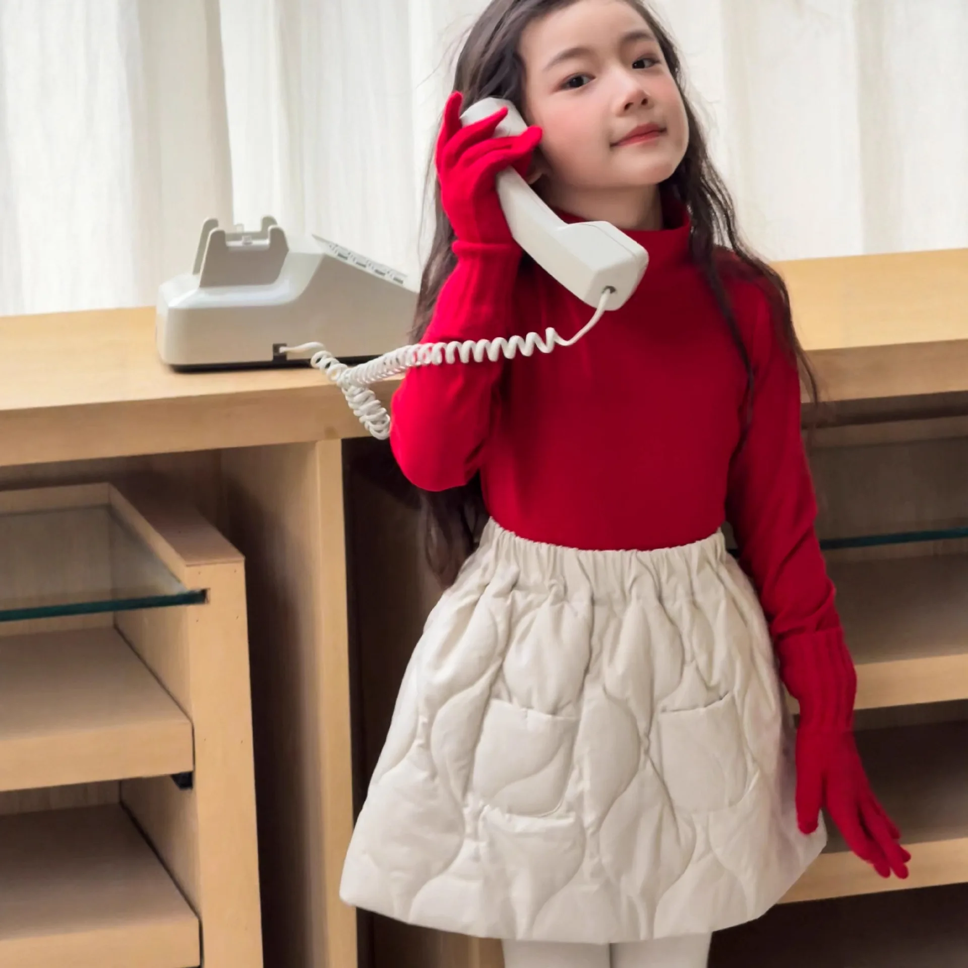 

Girls Half Skirt 2025 Winter New Korean Version Thick Cotton Skirt Warm A-line Skirt Fashionable Temperament Daily Simple