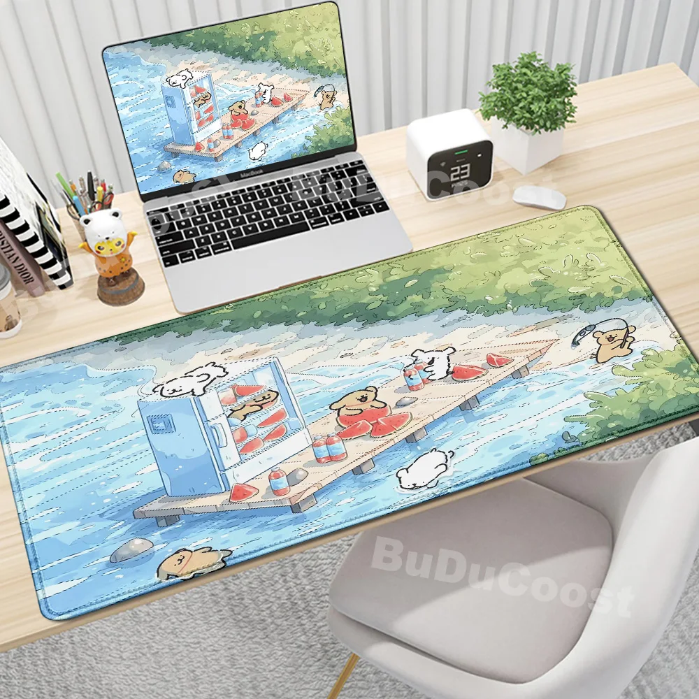 Large Size Mice Mat Cute Puppy Desk Pad Anti-Slip Natural Rubber Lock Edge Mousepad Cartoon Dog Office Home Computer Accessories