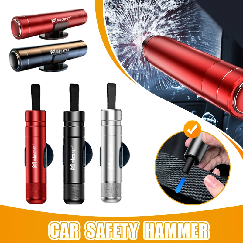 Car Safety Hammer Auto Emergency Glass Window Breaker Seat Belt Cutter Life-Saving Car Emergency Aluminum Alloy Escape Hammer