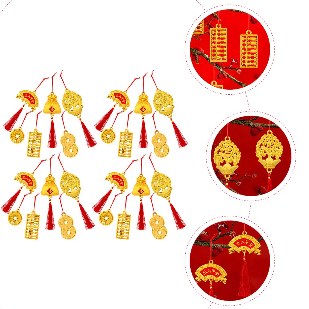 

48pcs Chinese New Year Hanging Pendants Decor For Bonsai Spring Festival Plant Window Car Potted Decoration Party Supplies Novel