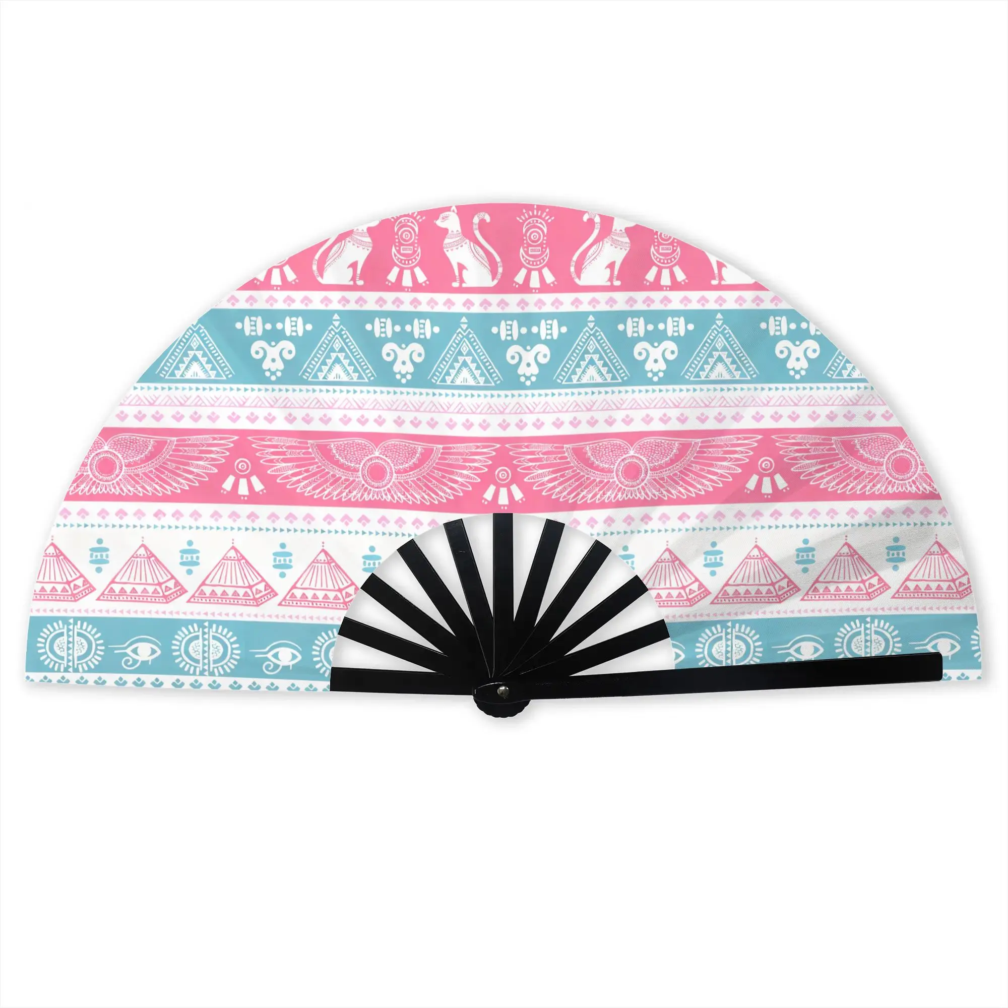 Pyramids Egyptian Eye of Horus Portable Pocket Fan Camping Hieroglyphs Ankh  Folding Fan Chinese Dance Cooling Handheld Fans
