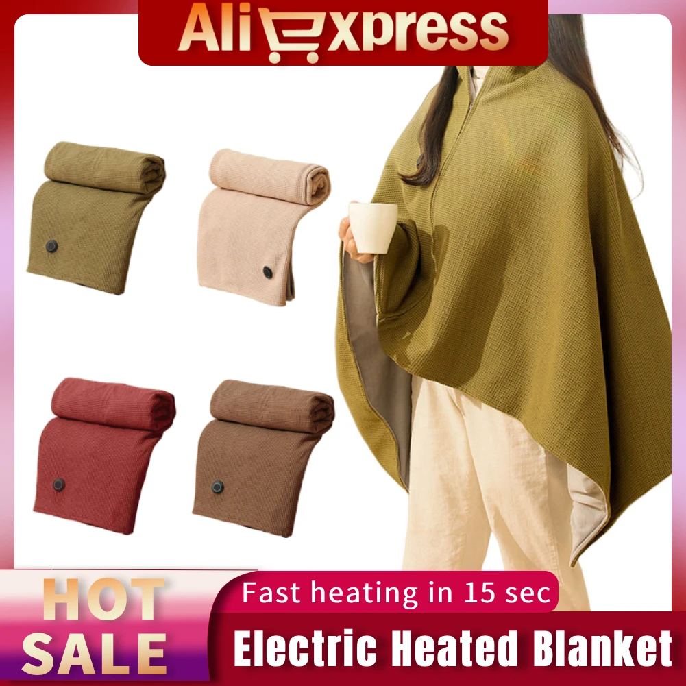 

Winter Wearable USB Electric Heated Blanket 3 Heating Levels Heated Blanket Shawl Portable Body Warmer Blanket for Home & Office