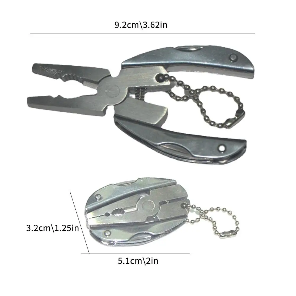 Multifunctional Mini Folding Pliers Stainless Steel Back Screwdriver Cutter Outdoor Combination Hand Tool