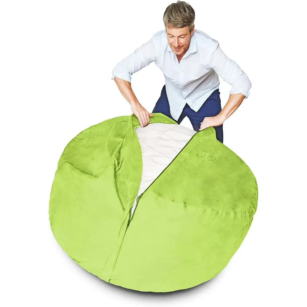 Luxury Microsuede Outer Cover or Bean Bags hine Washable 6-oot Bean Bag Cover with Inlay in Light Green Cover and Inlay ONLY