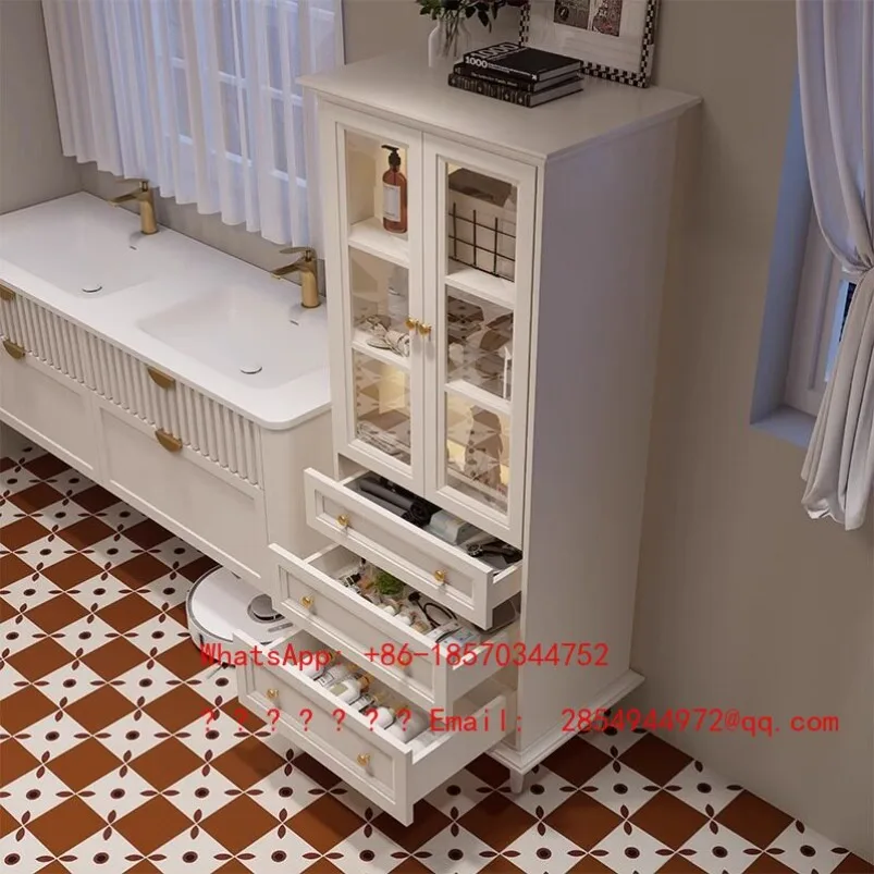 

Bathroom French Side Cabinet Waterproof and Moisture-proof Bathroom Multi-layer Storage Locker Vertical Cabinet Side Cabinet