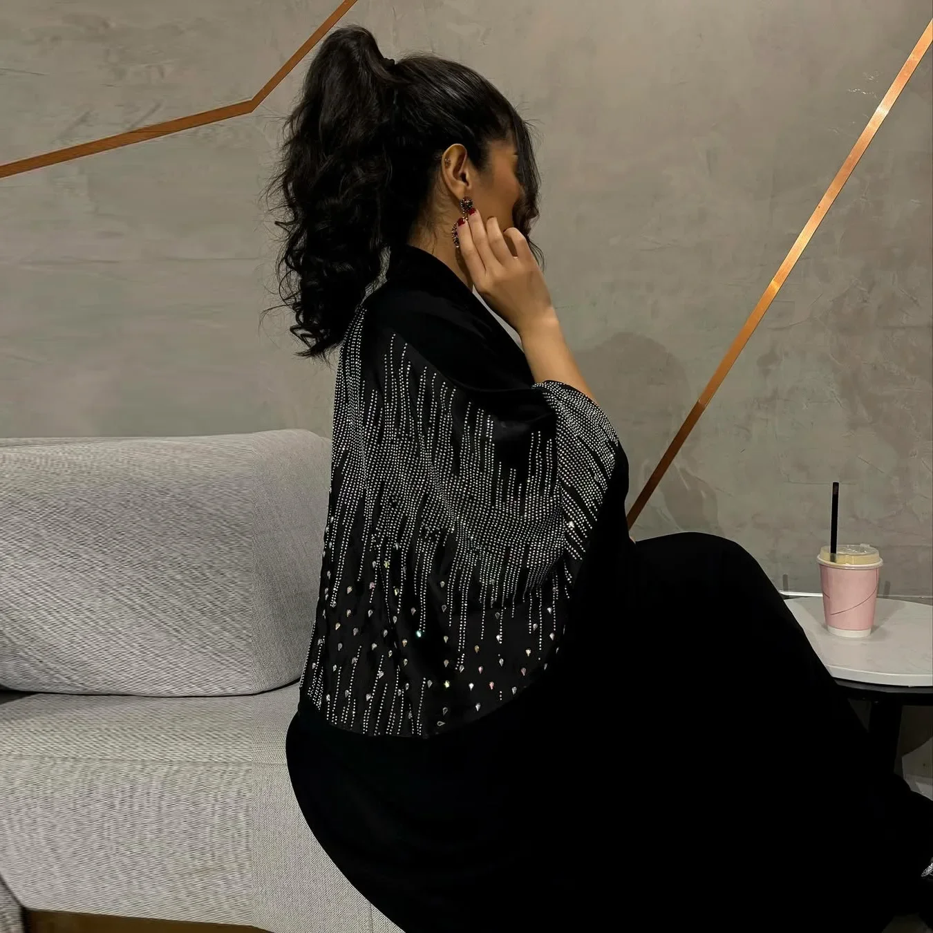 

Eid Muslim Women Open Abaya Diamonds Modest Dress Jalabiya Robe Kaftan Ramadan Morocco Dubai Abayas Islam Vestidos Kimono Kebaya