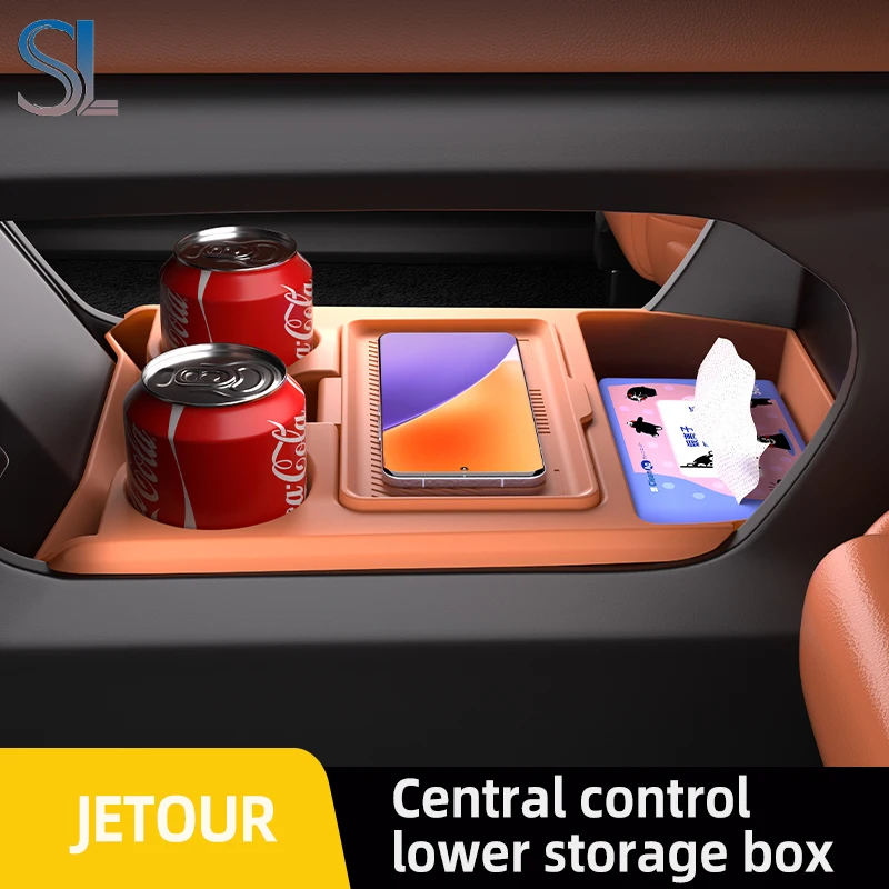 

For Jetour Dashing 2024 2025 Storage Box Center Armrest Hidden Box Cup Holder Organizer Interior Accessories