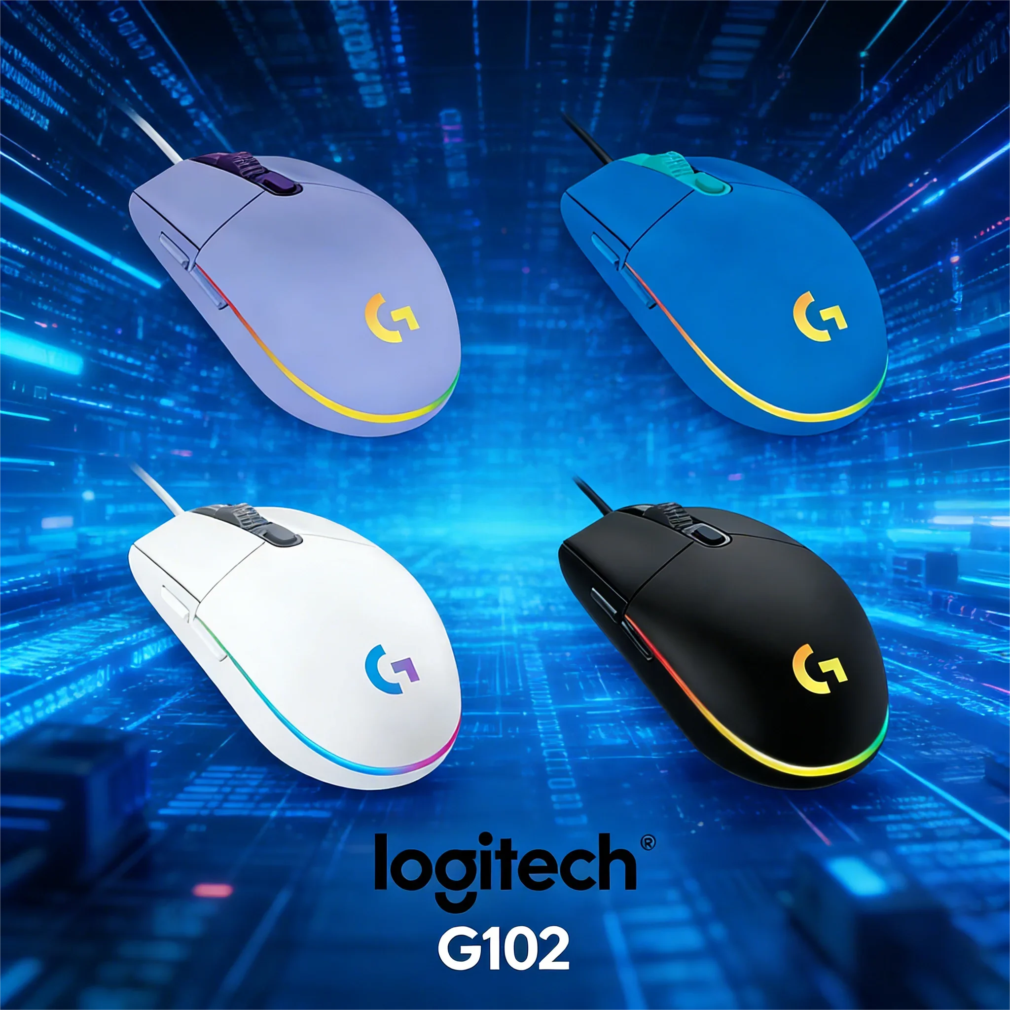 

Logitech G102/G203 wired mouse, precise tracking game, RGB and macro side keys ergonomic, suitable for home use Sweat resistant