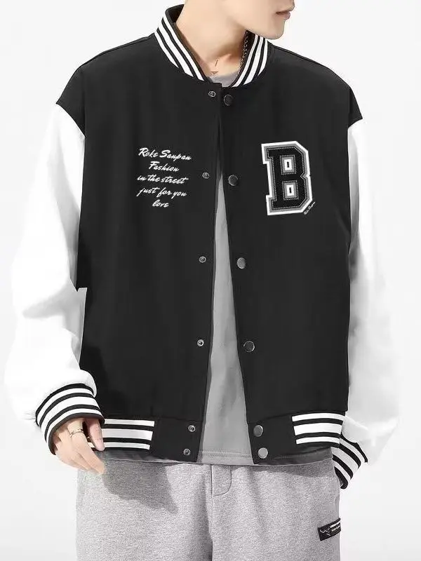 

Мужская бейсбольная куртка большого размера, весенне-осенняя свободная повседневная верхняя одежда с цветным принтом, модная длинная куртка из полиэстера