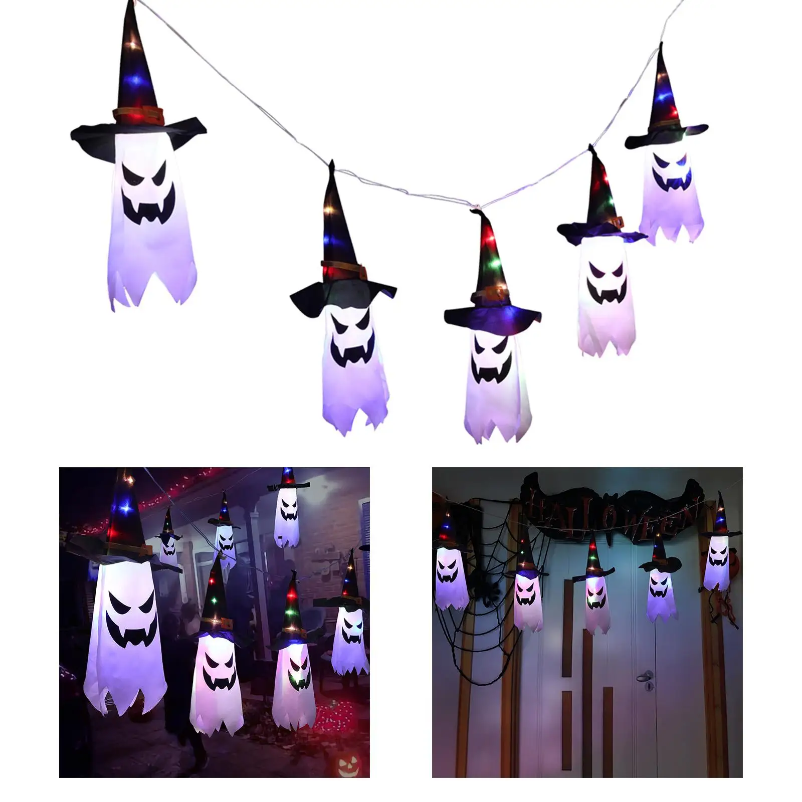 LED Wizard Hat String Lights Outdoor Halloween Party Home Hanging Decoration