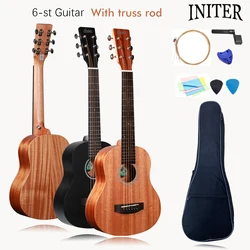 INITER 30inch Travel Guitar Mahoney Wood Small Guitar Suitable ForBeginners and Children With truss rod