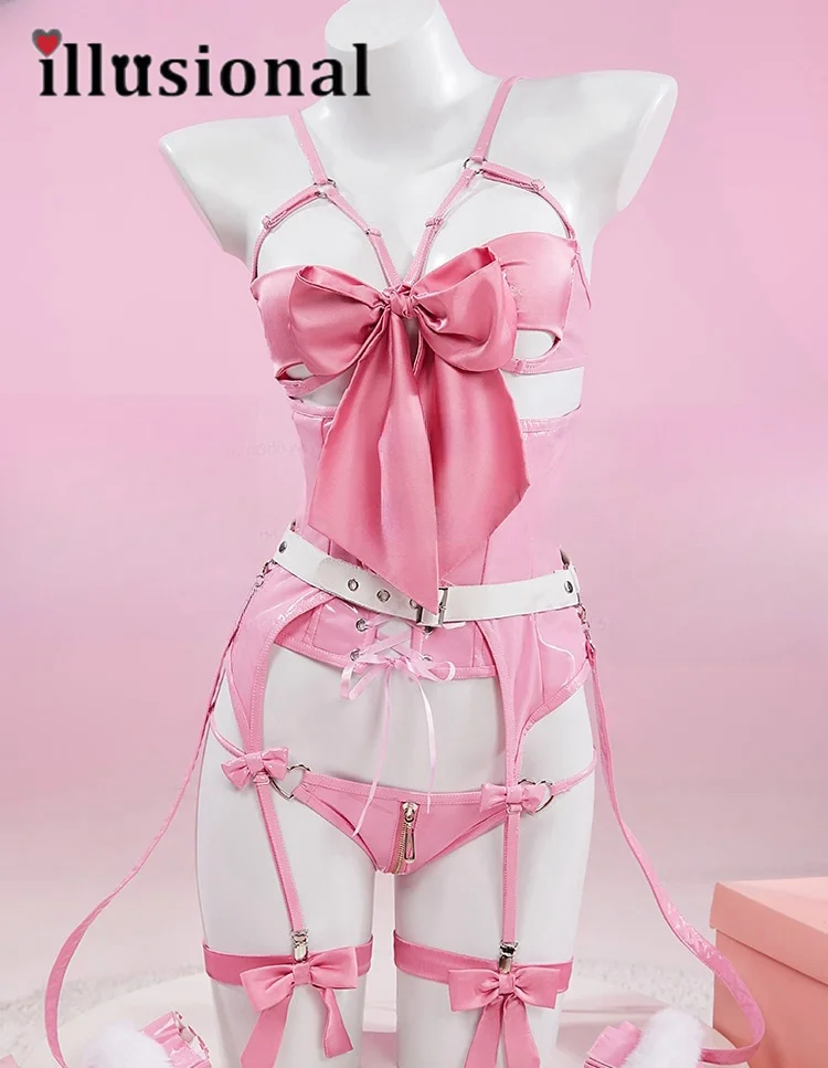 illusional Pink Bikini Sexy lingeries Private Photo shot Cosplay Costume Party Suit Female