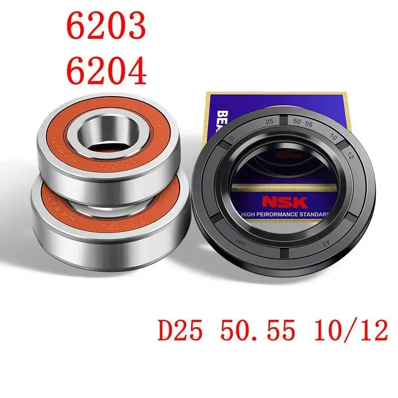 

For Samsung drum washing machine Water seal（D25*50.55*10*12）+bearings 2 PCs（6203 6204）Oil seal Sealing ring New accessories