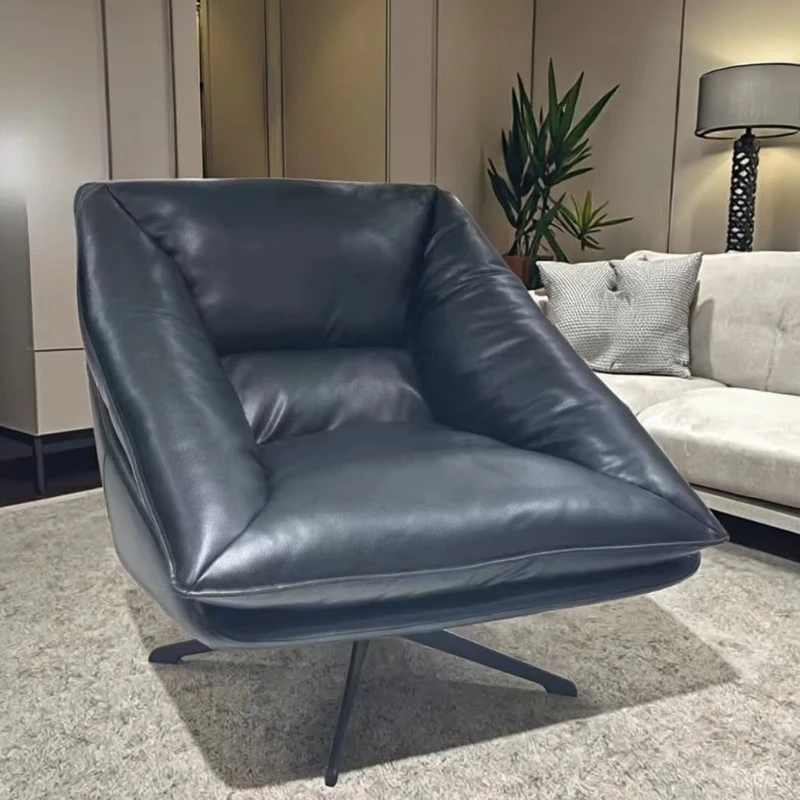 

Modern Living Room Leather Leisure Sofa Brown Ergonomic Chair Office Lounge Leisure Chair