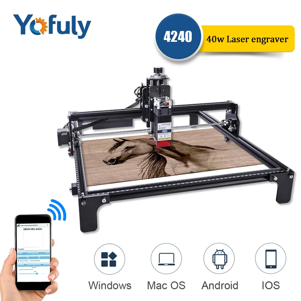 40w Engraving Cutting Machine with Bluetooth App 420*400mm Engraving Area Laser Engraver for Metal Stainless Steel Wood Acrylic