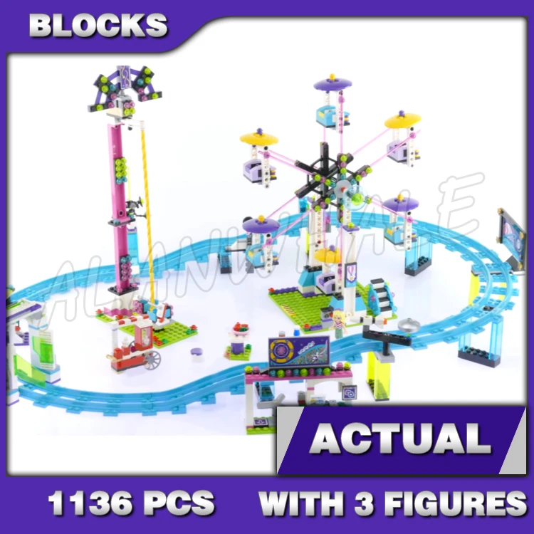

1136pcs Friends Heartlake Girls Amusement Park Roller Coaster Ferris wheel Jet 10563 Building Blocks Sets Compatible With Model