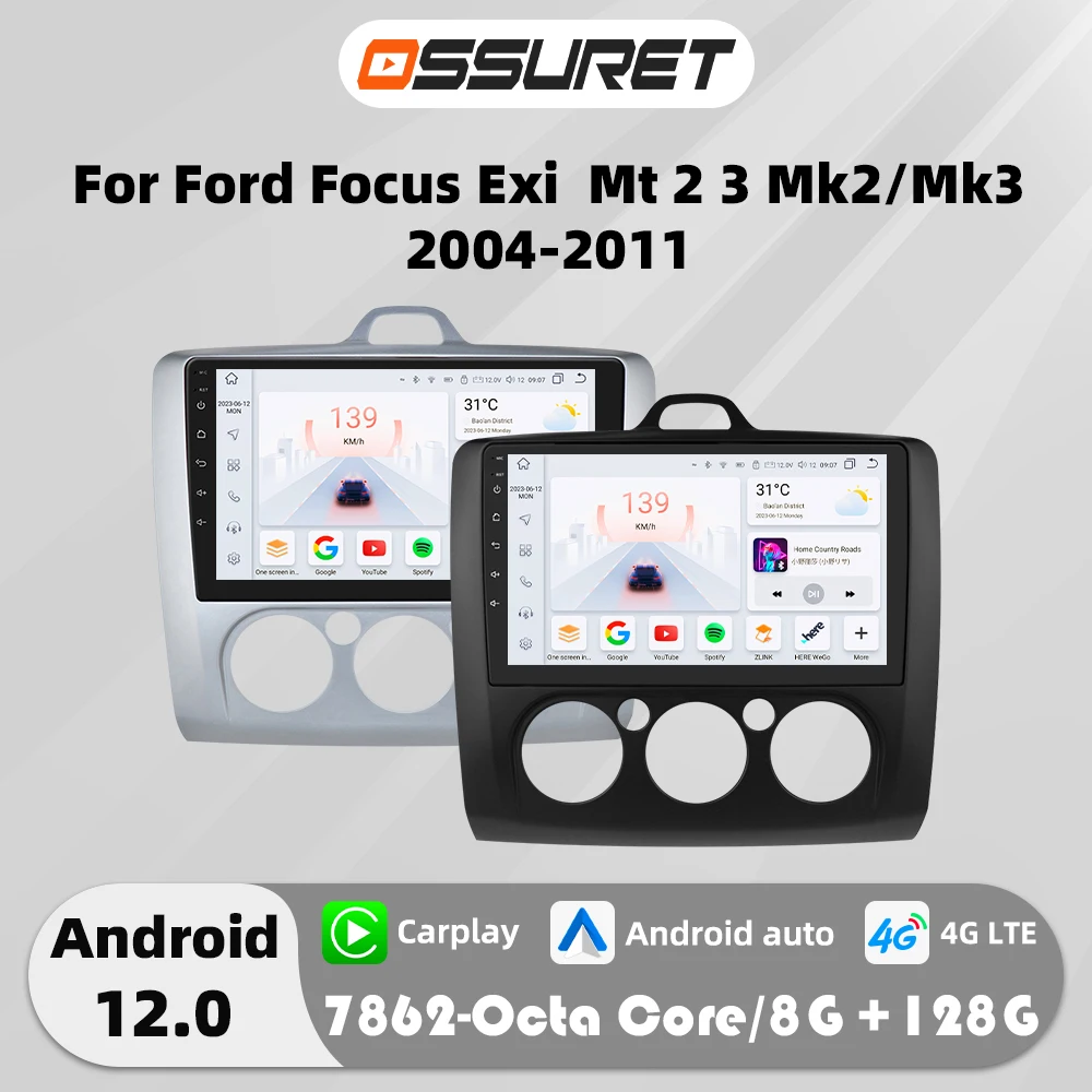 4G Carplay Android Auto Car radio For Ford Focus EXI MT 2 3 MK2/MK3 2004-2011 Multimedia Player 2din GPS navi Stereo QLED Screen