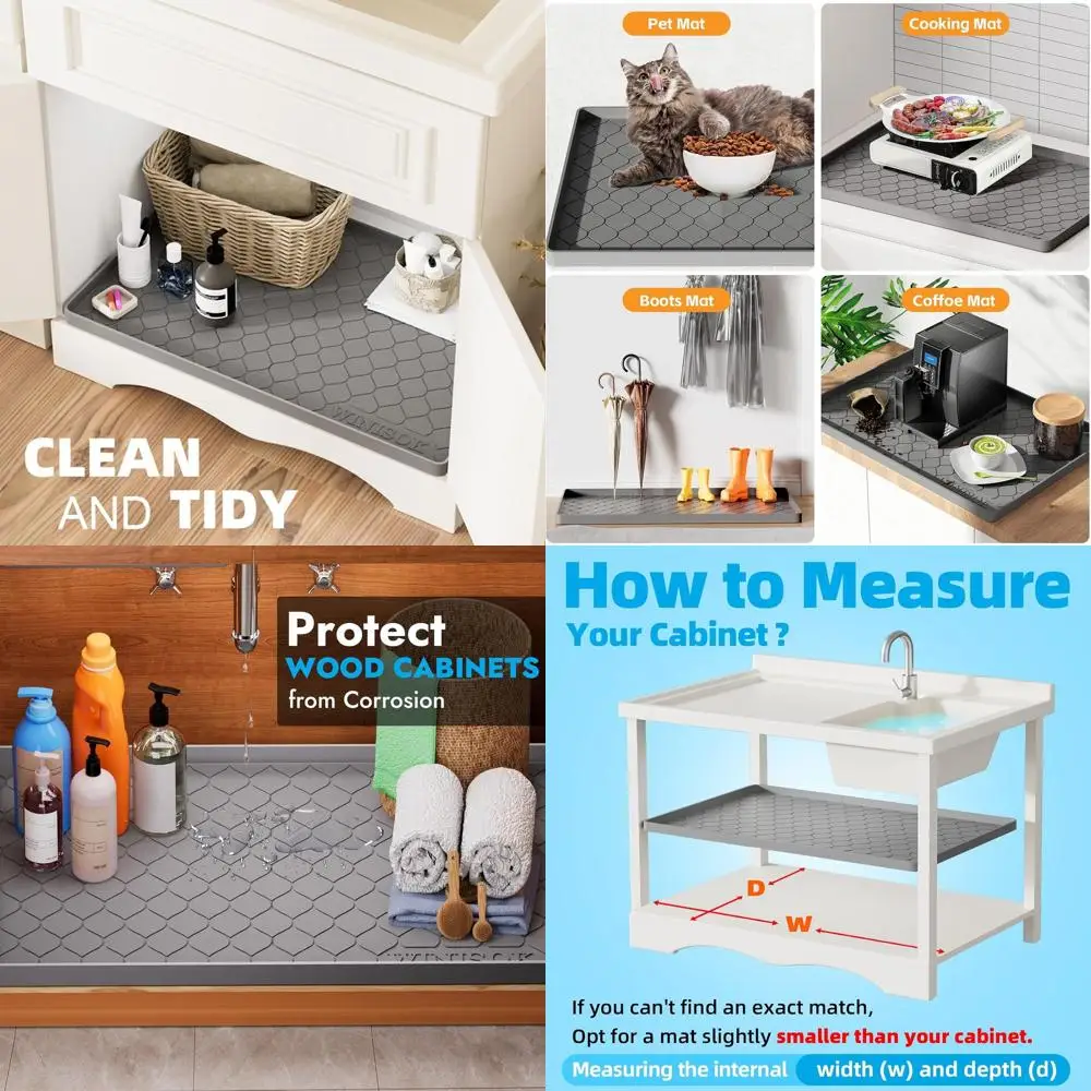 

Waterproof Silicone Sink Mat, 34 x 22, Kitchen Organizer, Cabinet Protector, Bathroom Tray