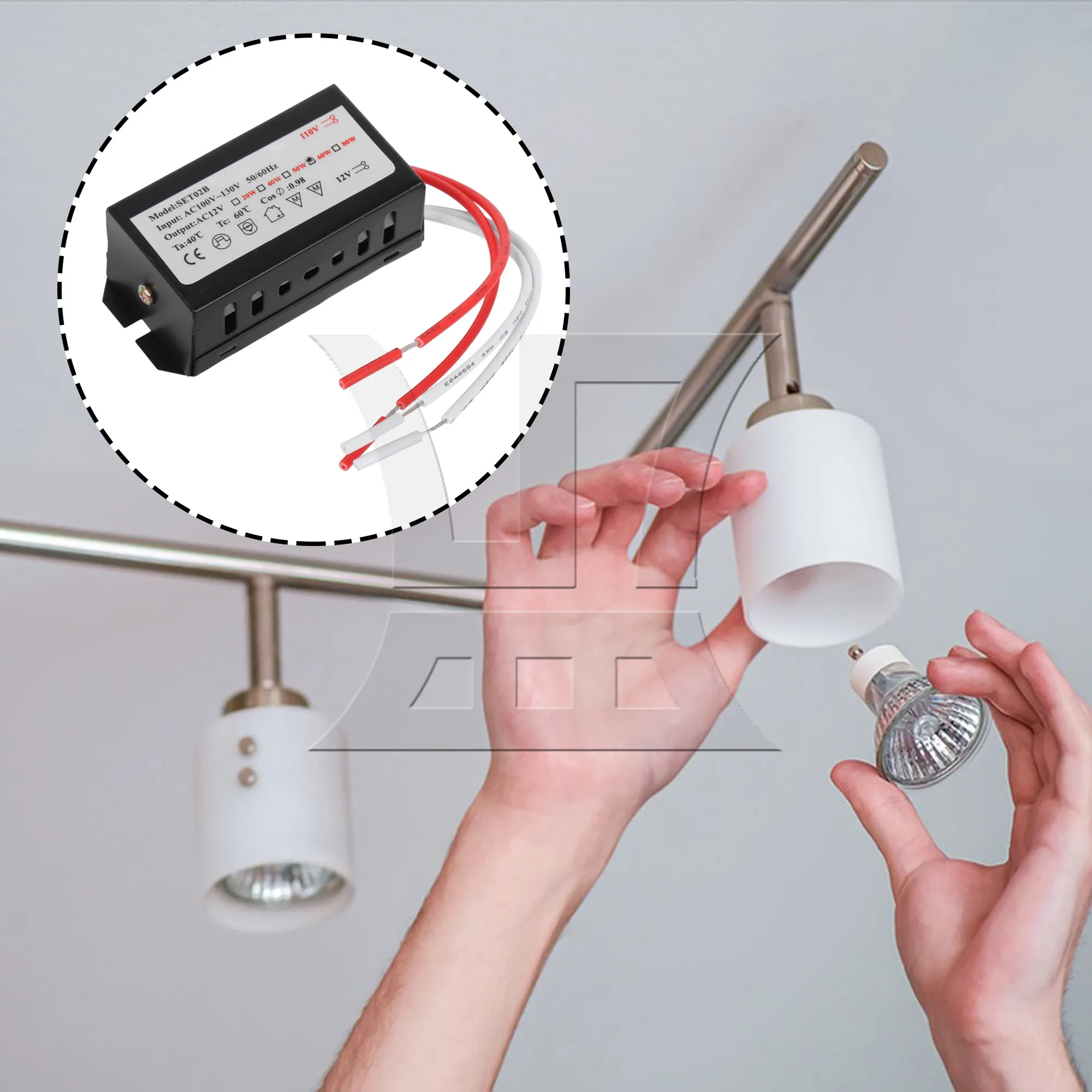 

CNBTR 60W Transformer Adapter For MR11 MR16 Quartz Halogen Wall Lamp