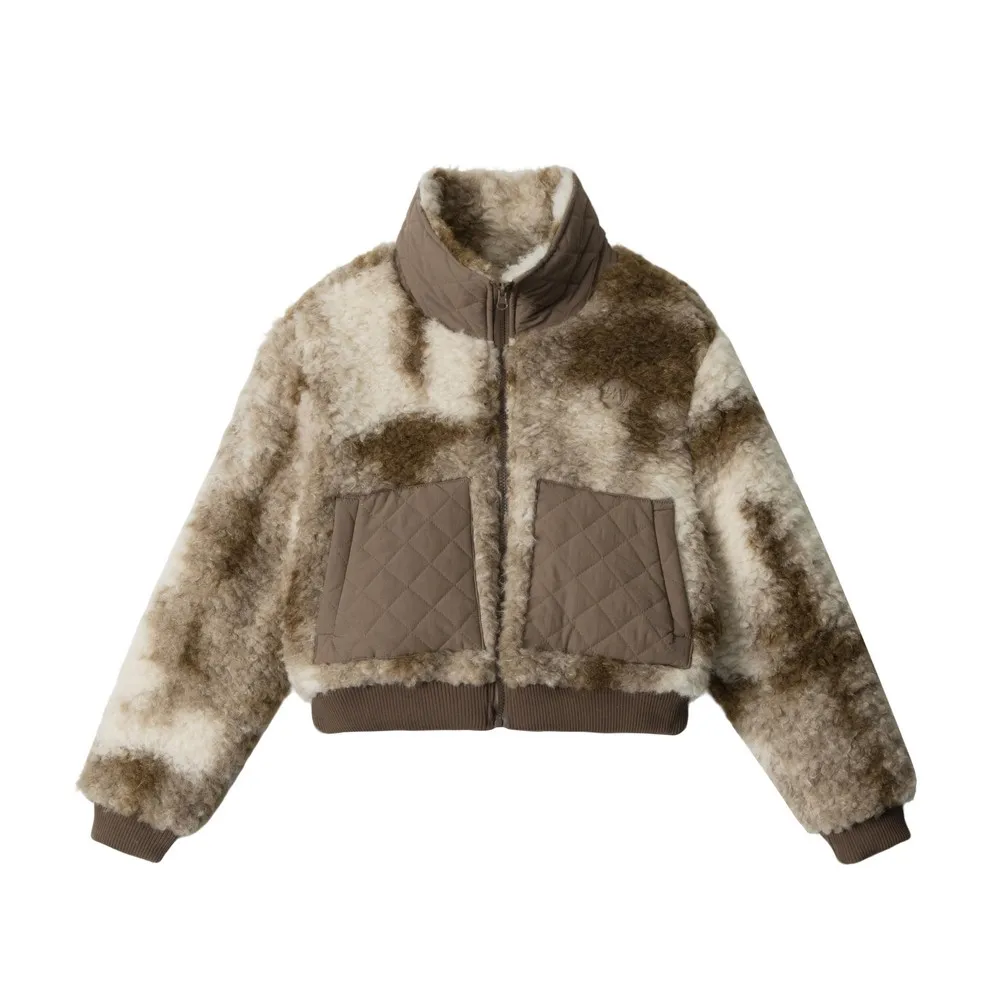 

Флисовая винтажная лоскутная водолазка, толстые свободные куртки, хлопковые пальто для женщин и девочек, верхняя одежда для акмедиа, весенне-зимняя уличная одежда