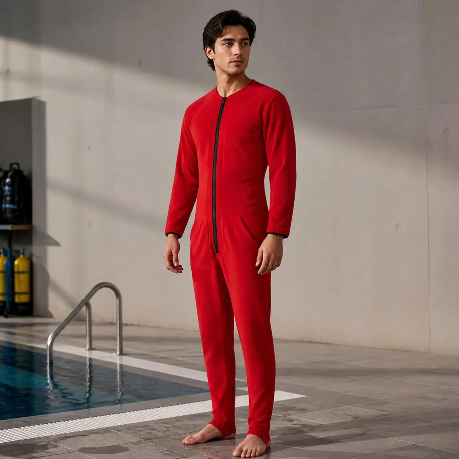 One-Piece Fleece Thermal Diving Suit Close-Fitting for Watersports Enthusiasts, Cool-Season Outdoor Activities