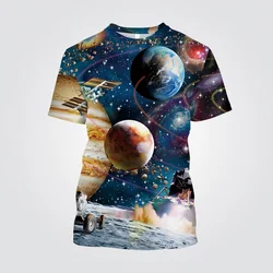 Summer Planet Space 3D Print T-Shirts Streetwear Men Fashion Casual Oversized O-Neck Short Sleeved T Shirt Tees Tops Clothing