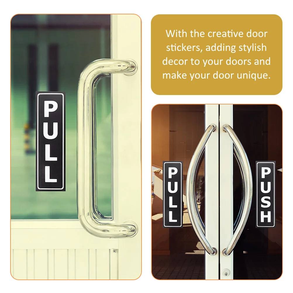 

1Set Push Pull Door Stickers Hollowed Letter Design Reusable Reminder Signs for Office Store Restaurant Commercial Space Door