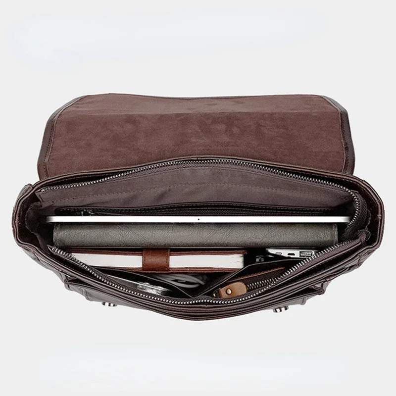 Men Genuine Leather Vintage Business Men's Travel Bags Tote Men Messenger Bags Briefcase 13 Inch Laptop Bag for Men LI-1764