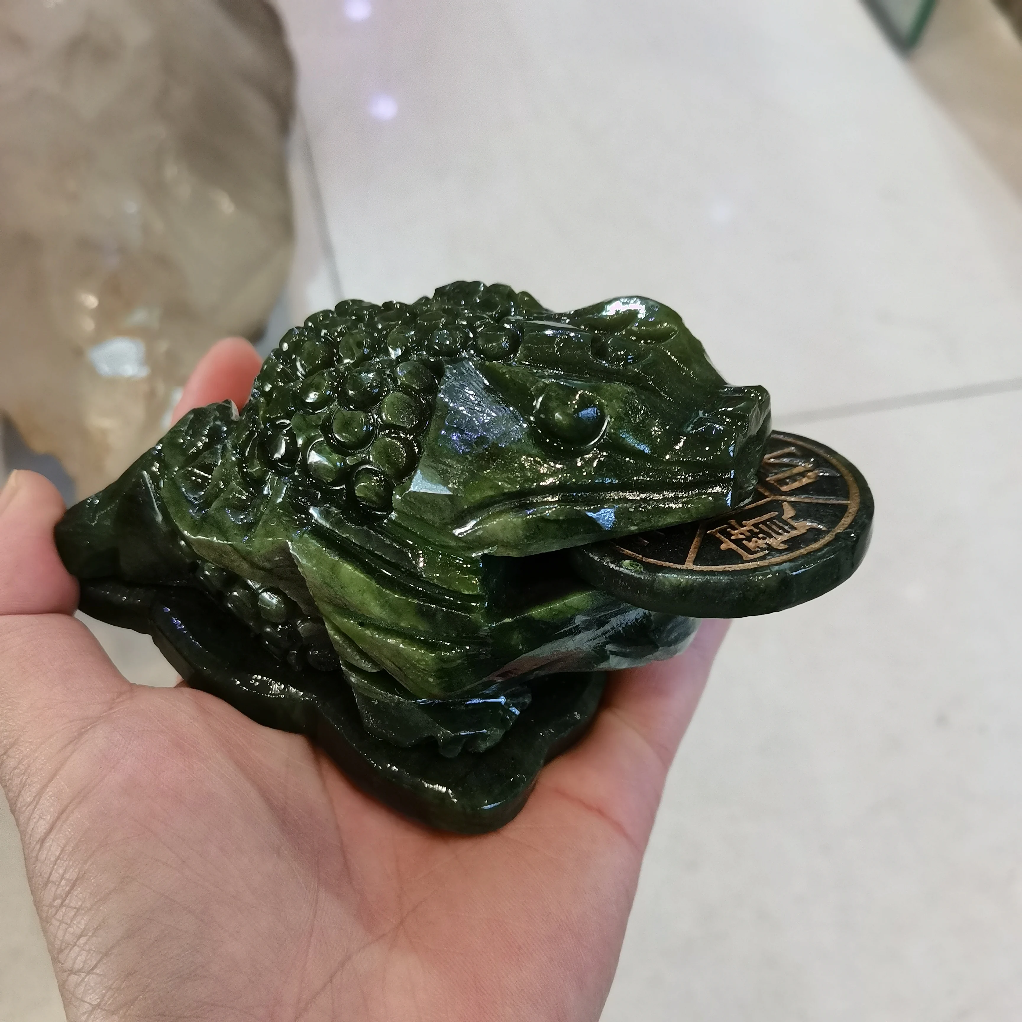 12and15cm Collection Chinese Natural Jade Jade Carving Ornaments Jade Carved Jade Feng Shui Decoration Toad Animal Statue 1pcs