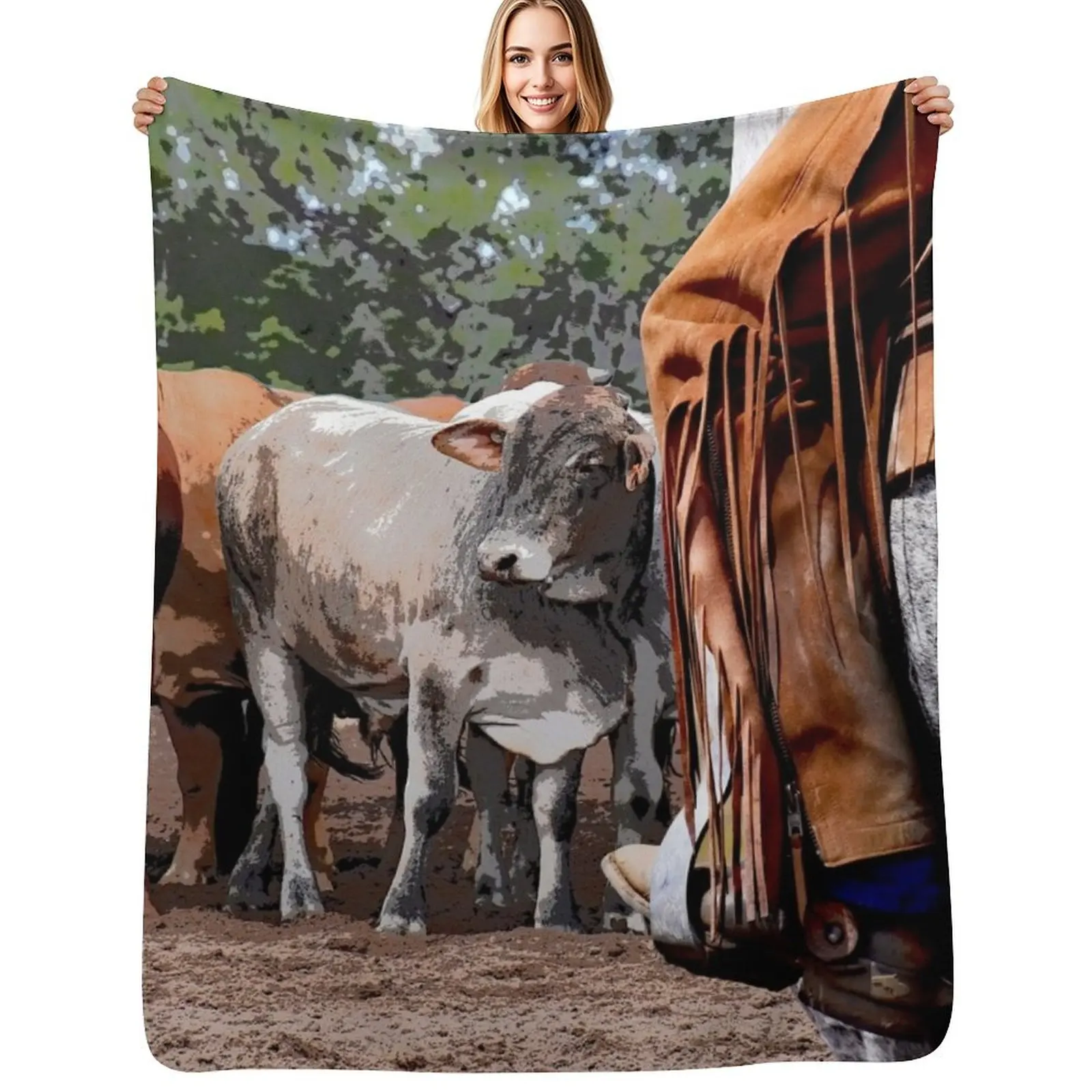 HORSE AND CATTLE Throw Blanket Plush Fuzzy Cozy Blanket for Couch Sofa