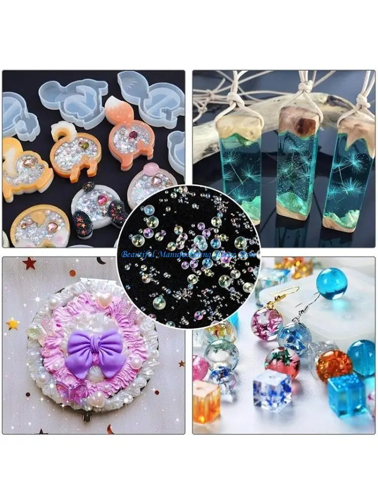 

E56A Multipurpose Colorful Sturdy Glass Bubble Beads Vibranting Color Designs Convenient for Children Craft Supplies and Toy