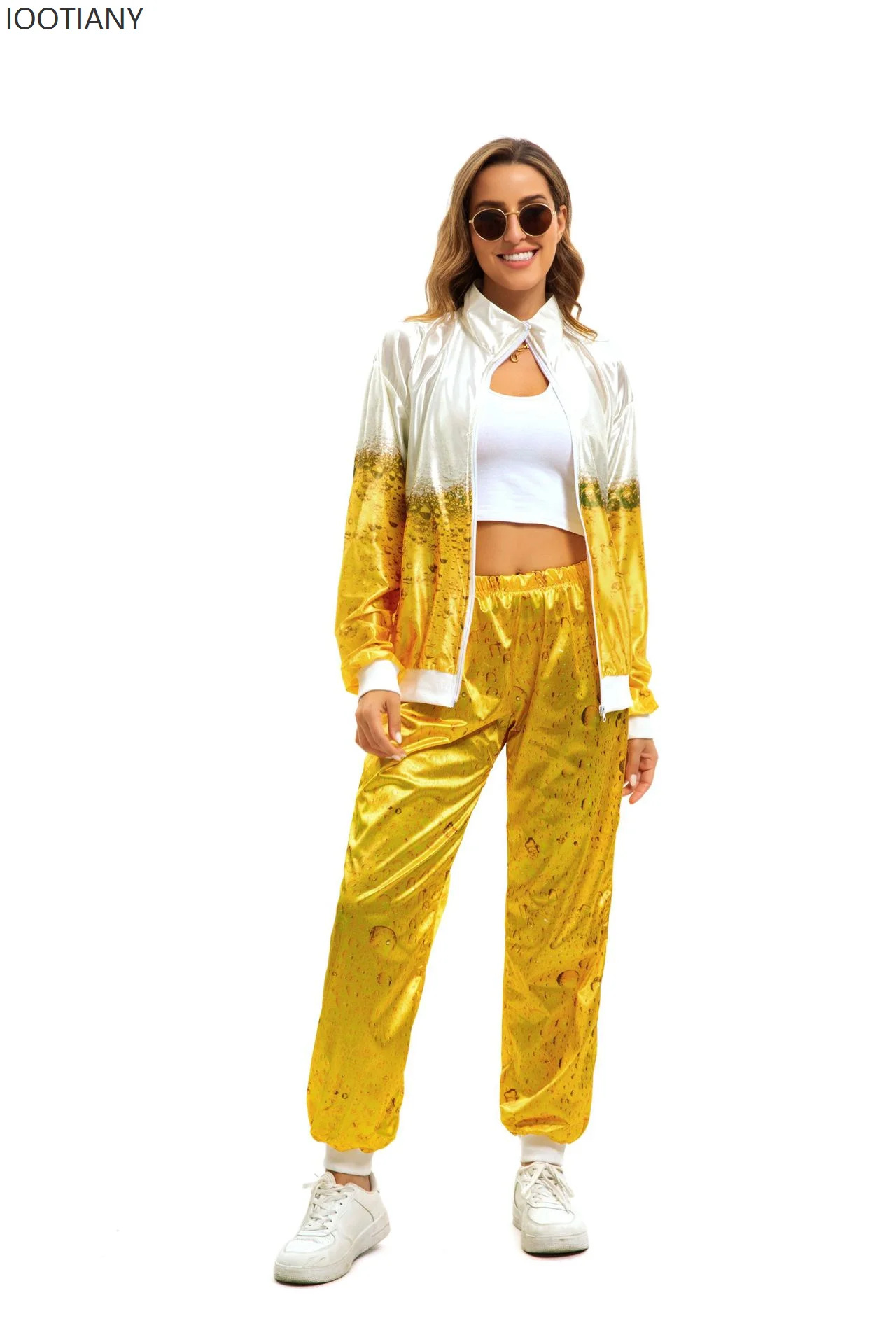 

Men's And Women's Oktoberfest 80s 90s Retro Casual Wear Long Sleeve Zipper Jacket Pants Cosplay Beer Party Costume Sportswear