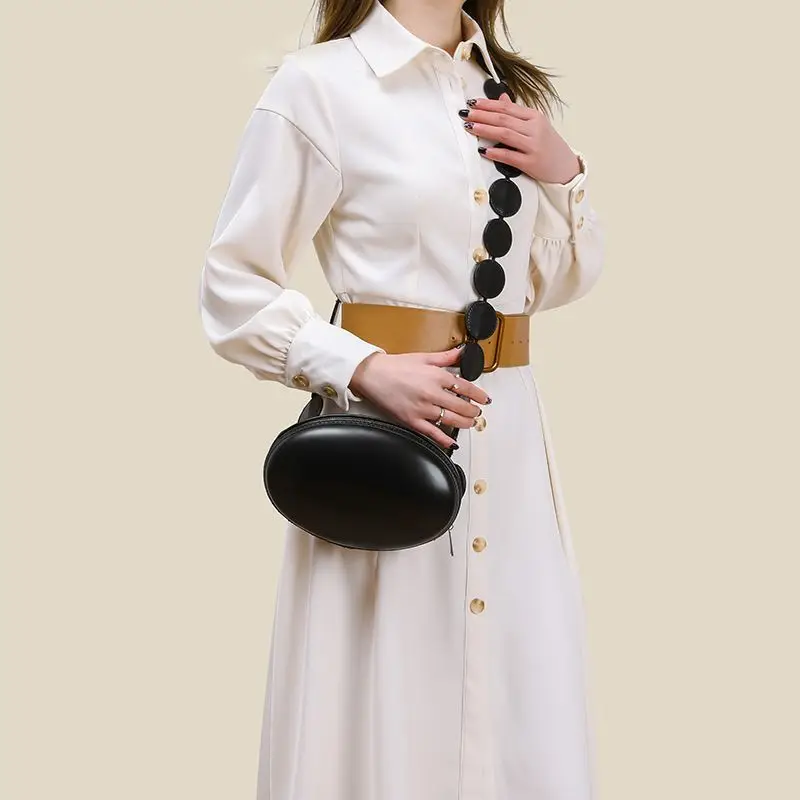 Women 2026 New Niche Versatile Oval Vintage One Shoulder Crossbody Shell Bag Portable Small Round Bag Egg Handbag Good-looking