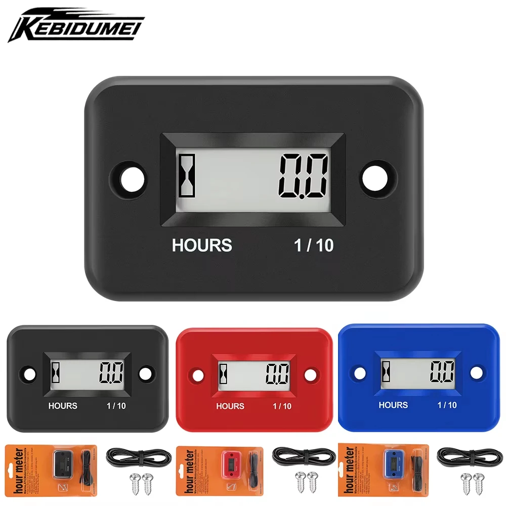Portable Digital Tach Hour Meter LCD Display Motorcycle Parts Gauge Engine Waterproof Time Gause for ATV Boat Moto Instruments