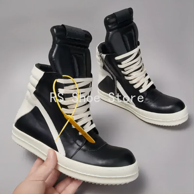 Ro حذاء رجالي جلد أسود حذاء بوت بطول الكاحل أحذية خارجية s عالية الجودة حذاء كاجوال جودة سستة النساء حذاء رياضة جلد البقر المسطح أحذية رياضية