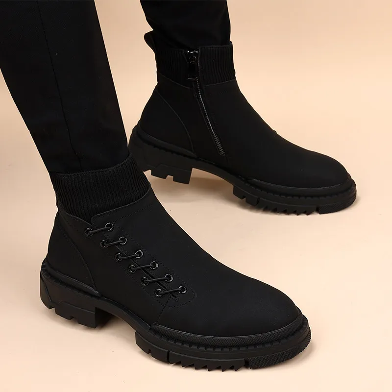 

Мужские модные вечерние банкетные ковбойские сапоги, обувь из натуральной кожи, теплые хлопковые зимние зимние ботинки на платформе, ботильоны botas masculina zapato